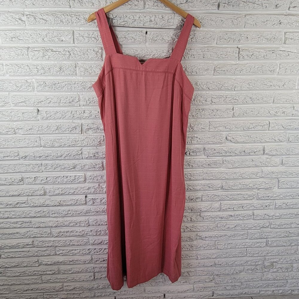Dana Kay Women's 18 Dress Pink Shift Sleeveless Square Neck Midi Plus PIN45E